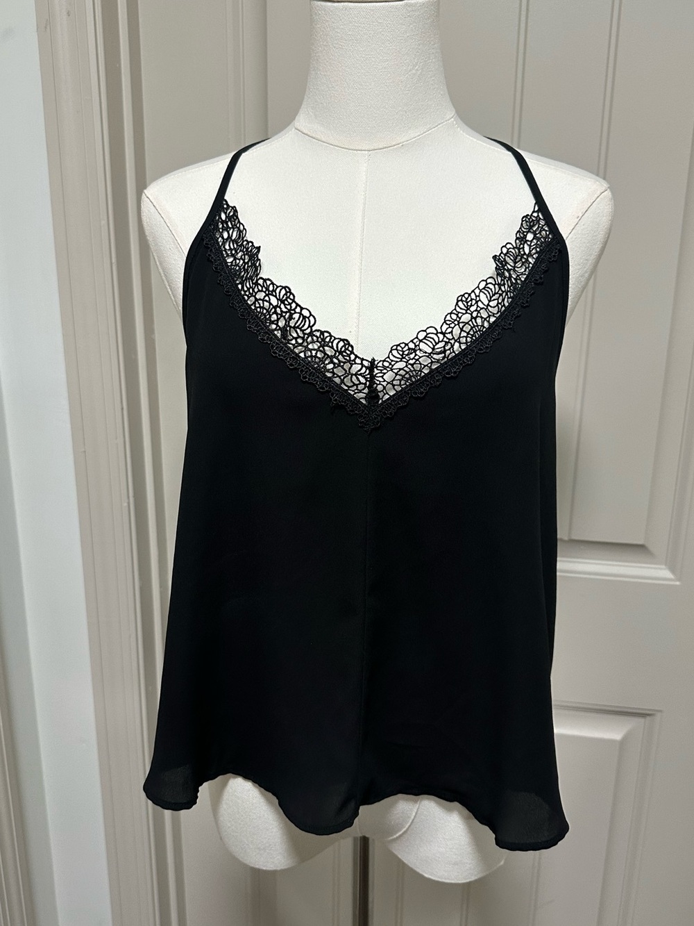Astr Black Lace Trim Tank Top